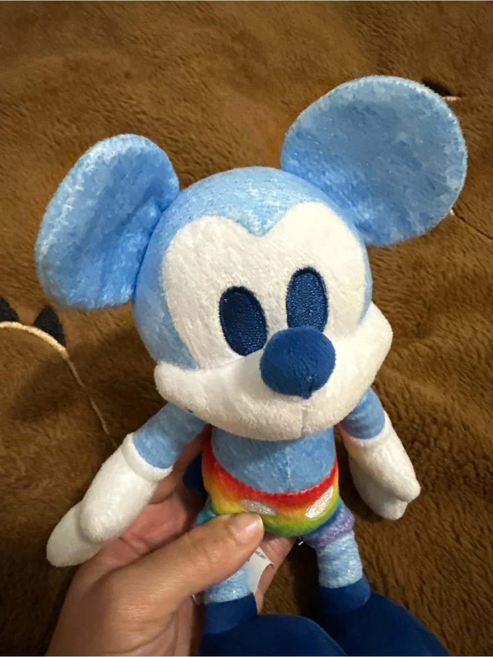 Disney Blue Mickey Plush with Rainbow Shorts